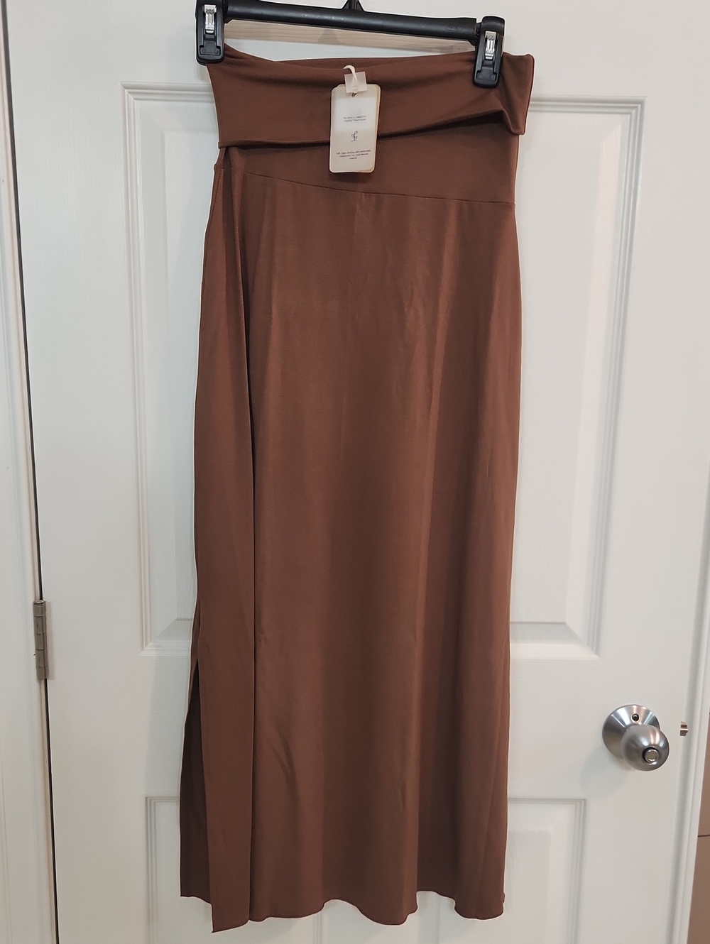 Maxi Skirt Brown By INDIGO LUNA Wear As Fold Over, Straight Or As Dress NEW WTag